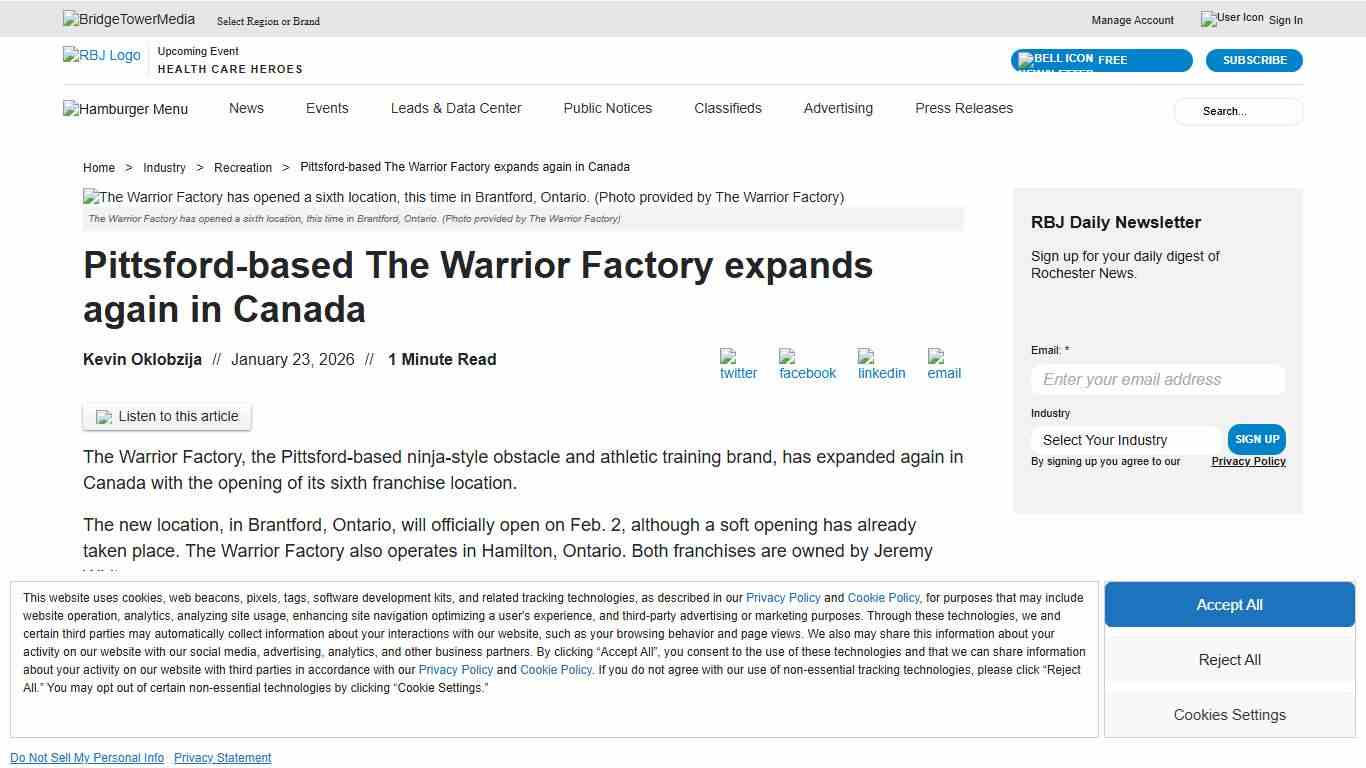 Pittsford-based The Warrior Factory expands again in Canada